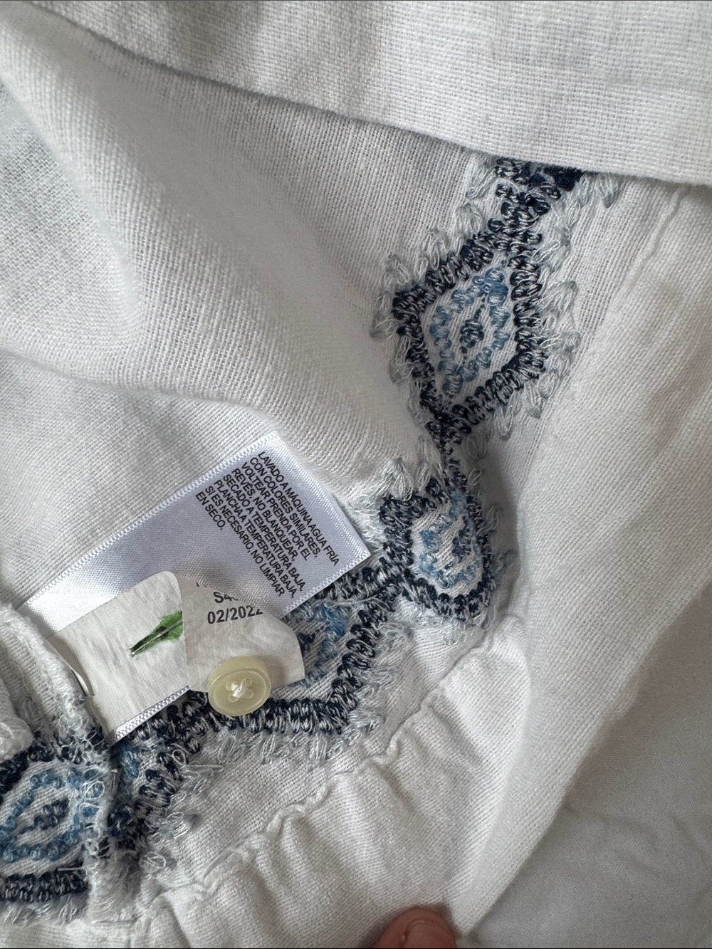 Lucky Brand White Top with Navy Geometric Embroidery - Picture 10 of 10